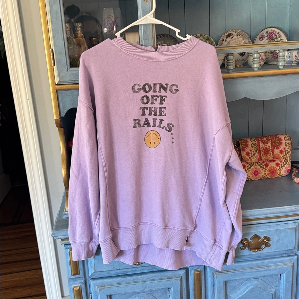 aerie Lavender Pullover with Subtle Smiley Logo - Picture 2 of 4